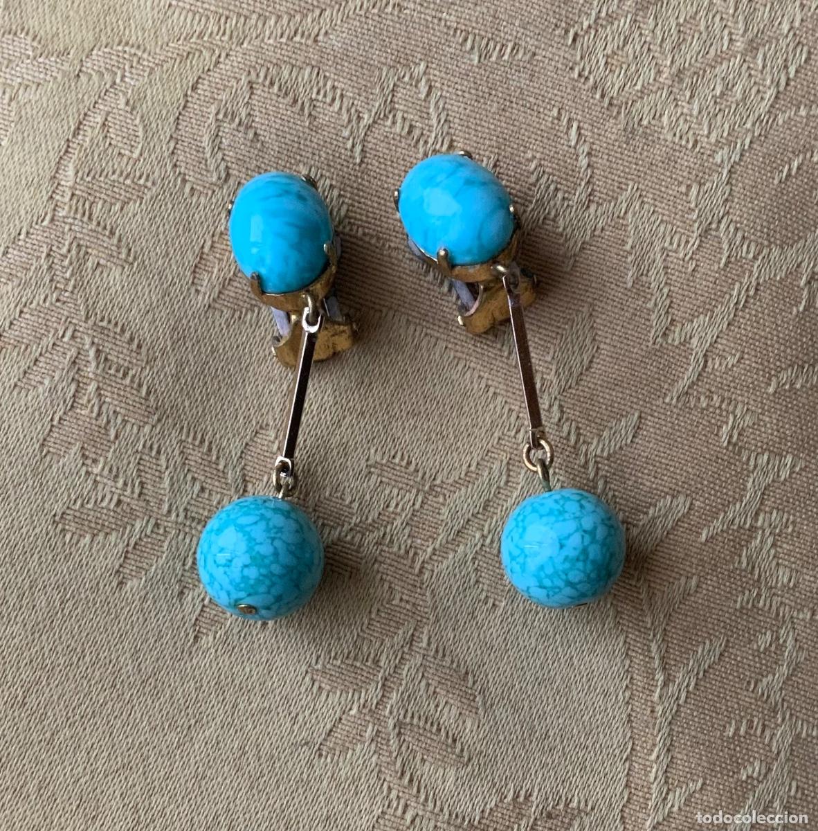 Vintage: PENDIENTES A&Ntilde;OS 60 TURQUESA - Foto 4