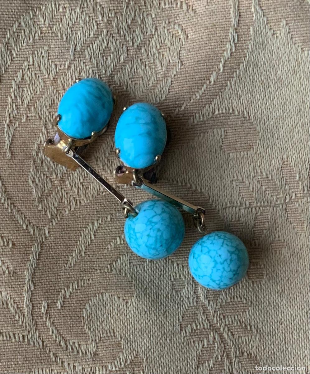 Vintage: PENDIENTES A&Ntilde;OS 60 TURQUESA - Foto 5