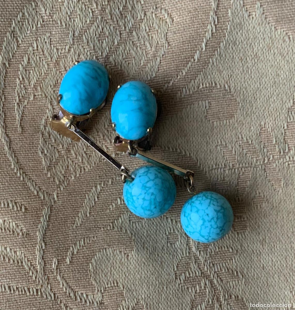 Vintage: PENDIENTES A&Ntilde;OS 60 TURQUESA - Foto 8