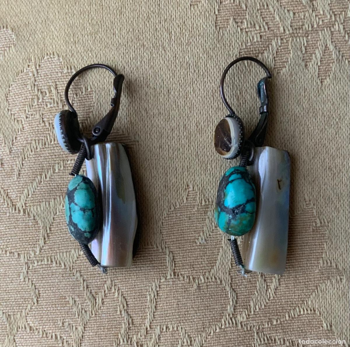 Vintage: PENDIENTES TURQUESA Y NACAR HECHOS A MANO - Foto 4