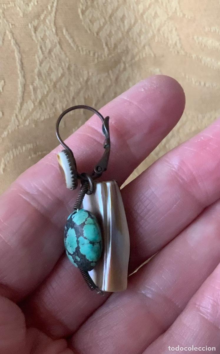 Vintage: PENDIENTES TURQUESA Y NACAR HECHOS A MANO - Foto 8