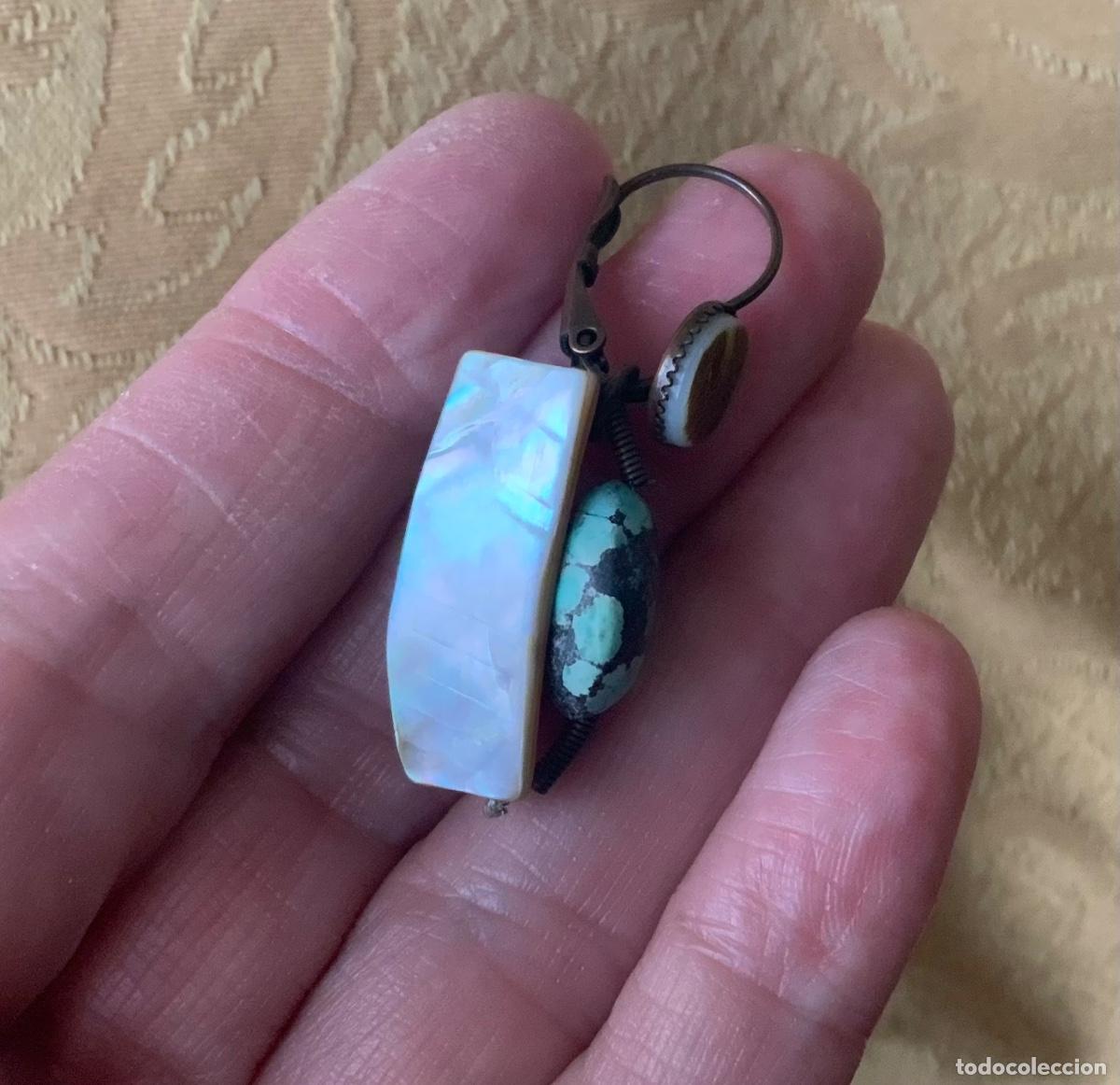 Vintage: PENDIENTES TURQUESA Y NACAR HECHOS A MANO - Foto 9
