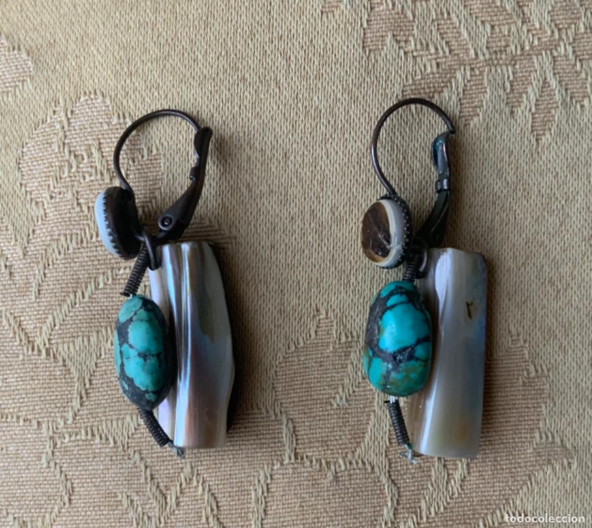 Vintage: PENDIENTES TURQUESA Y NACAR HECHOS A MANO - Foto 12