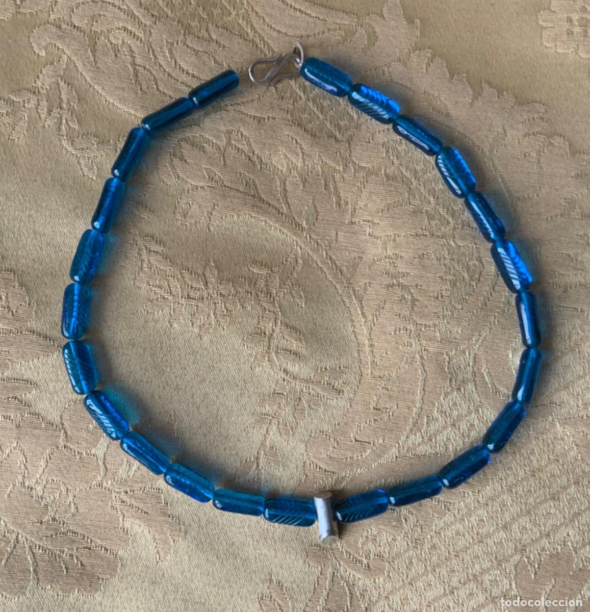 Vintage: COLLAR GARGANTILLA CRISTAL TURQUESA Y PLATA - Foto 10