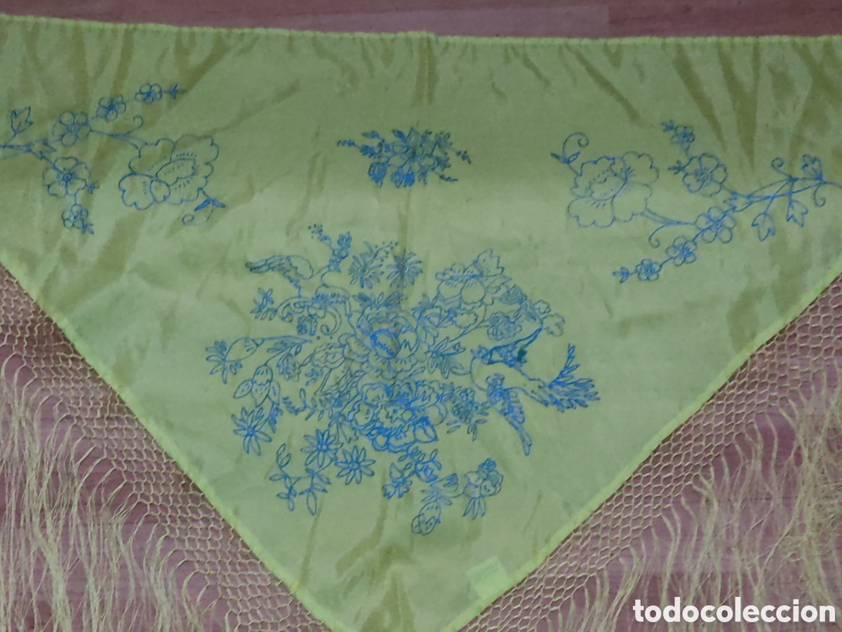 Vintage: Mant&oacute;n estampado amarillo 3 picos. - Foto 3