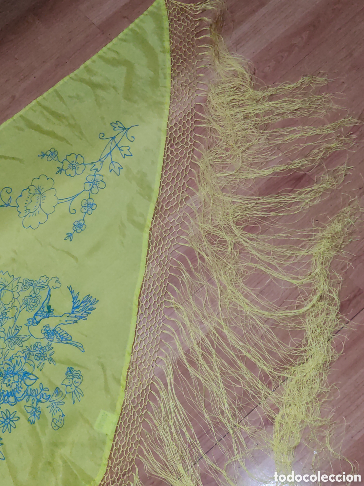 Vintage: Mant&oacute;n estampado amarillo 3 picos. - Foto 4