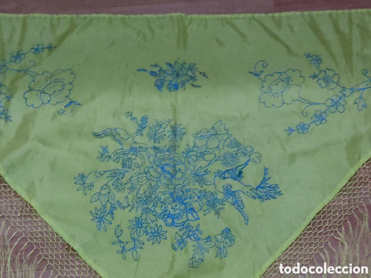 Vintage: Mant&oacute;n estampado amarillo 3 picos. - Foto 5