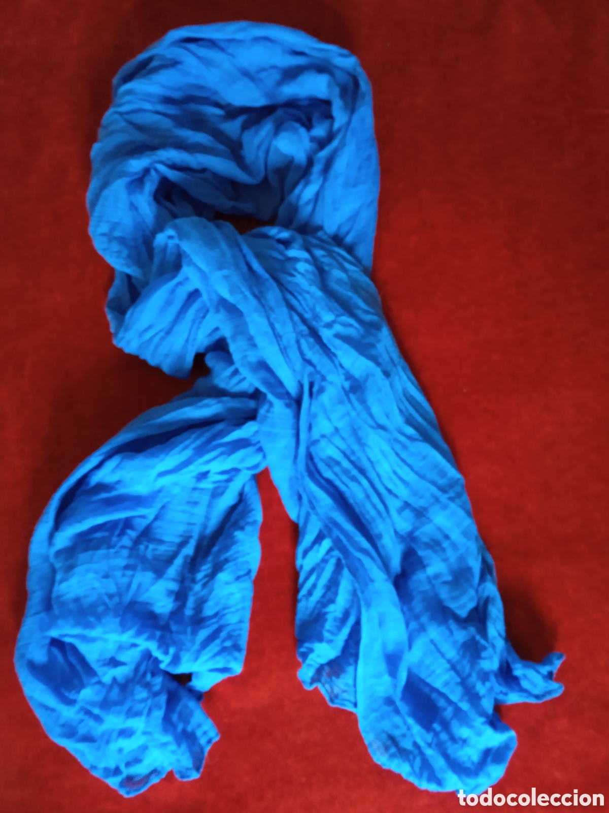 Vintage: Fular azul .100% viscosa. - Foto 2