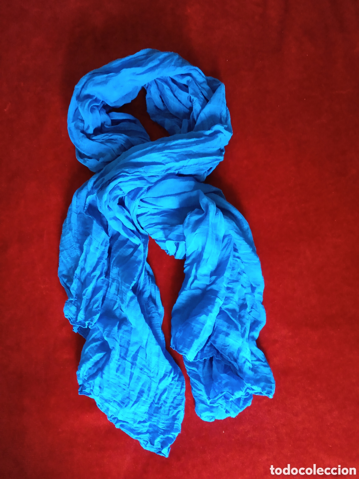 Vintage: Fular azul .100% viscosa. - Foto 3