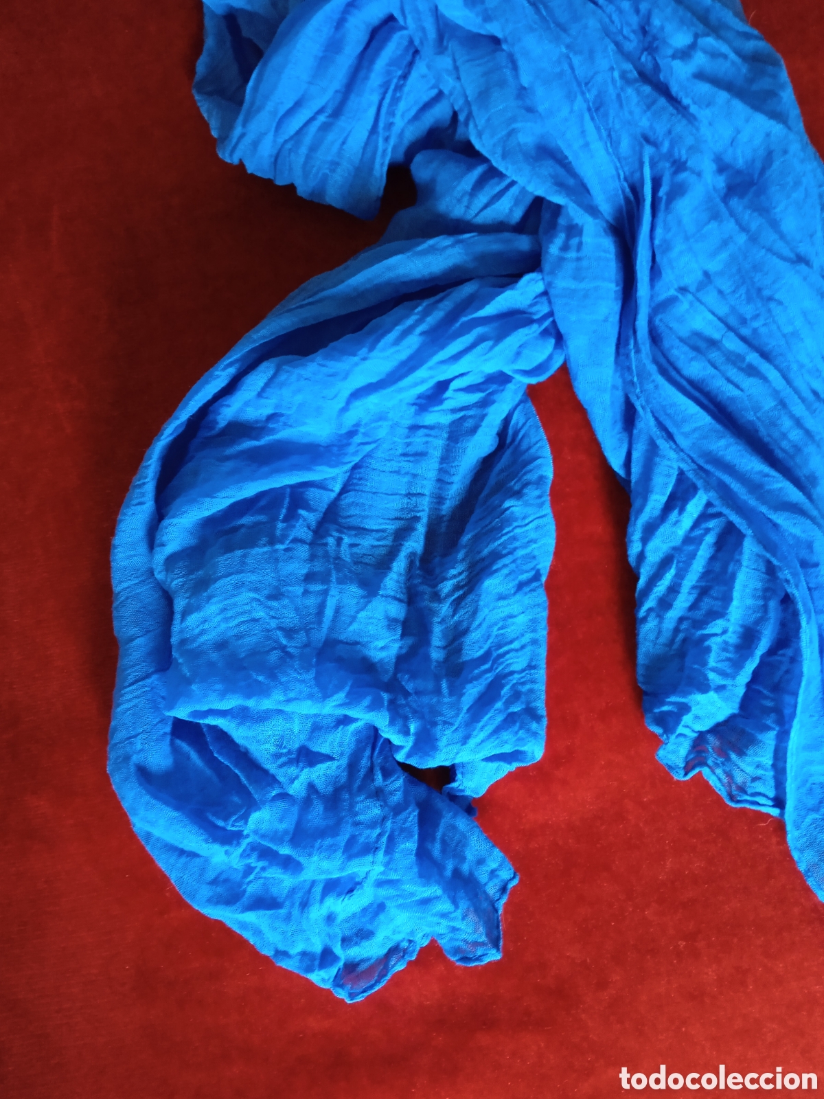 Vintage: Fular azul .100% viscosa. - Foto 4