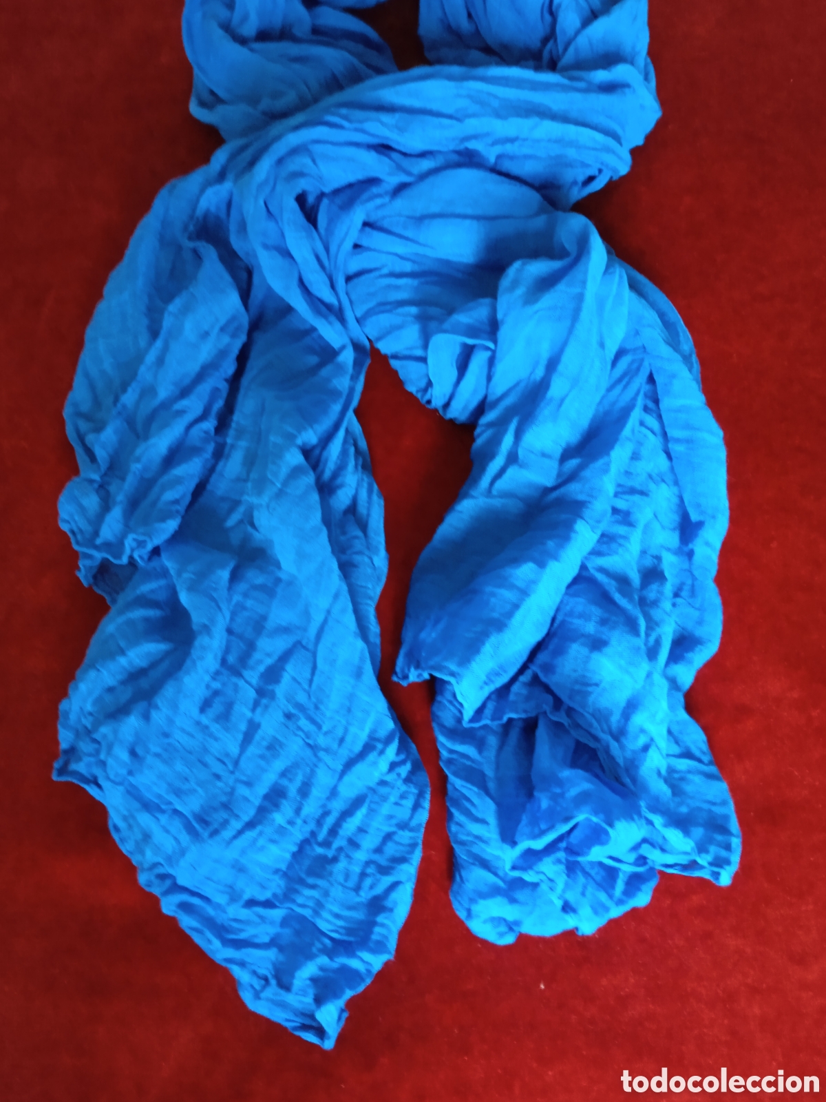 Vintage: Fular azul .100% viscosa. - Foto 5