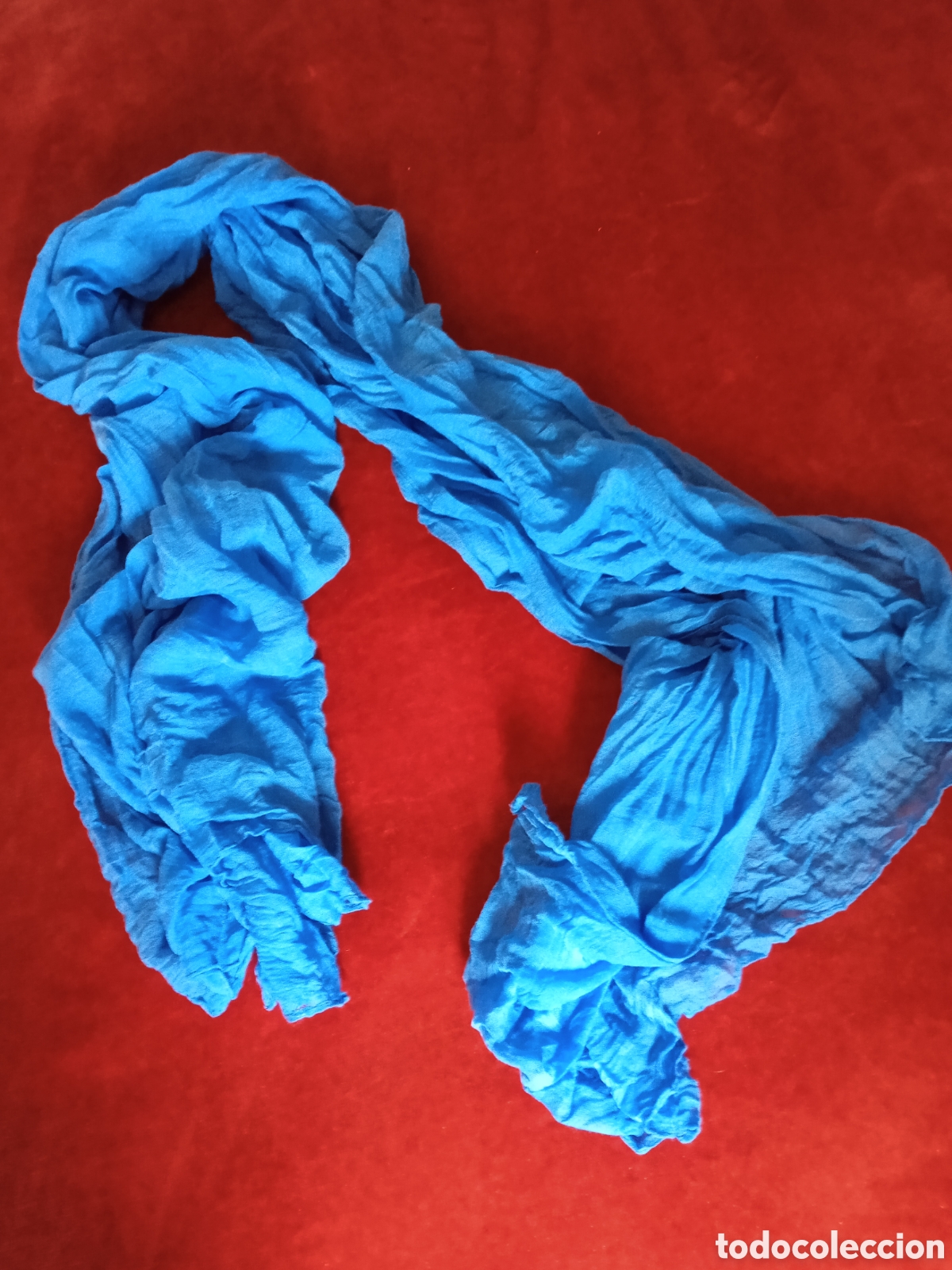 Vintage: Fular azul .100% viscosa. - Foto 6