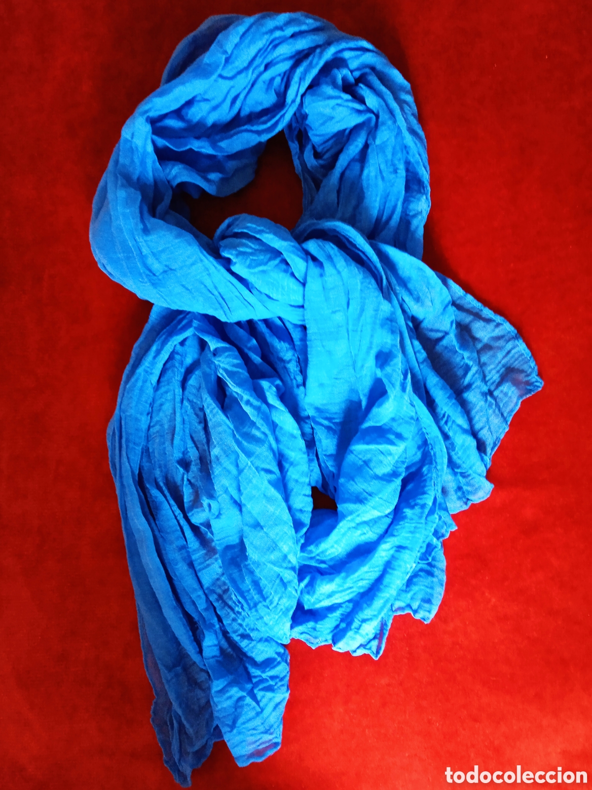 Vintage: Fular azul .100% viscosa. - Foto 1