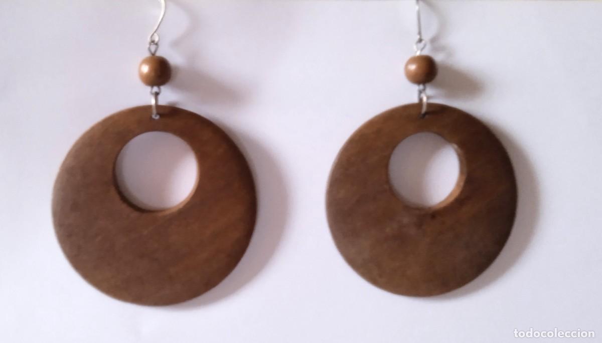 Vintage: PENDIENTES DE MADERA A&Ntilde;OS 90 - Foto 1
