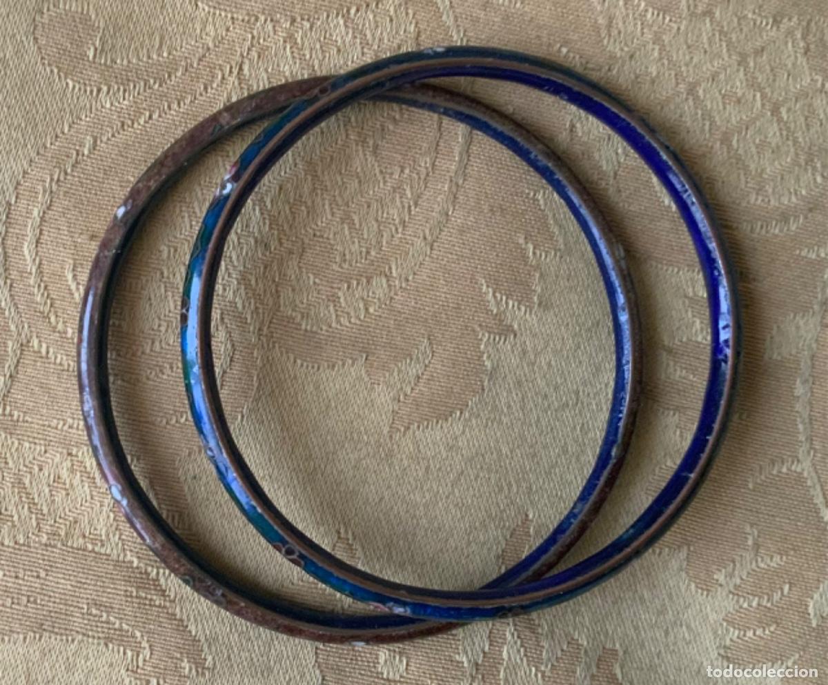 Vintage: 2 PULSERAS CLOISONNE LATON ESMALTADO - Foto 1