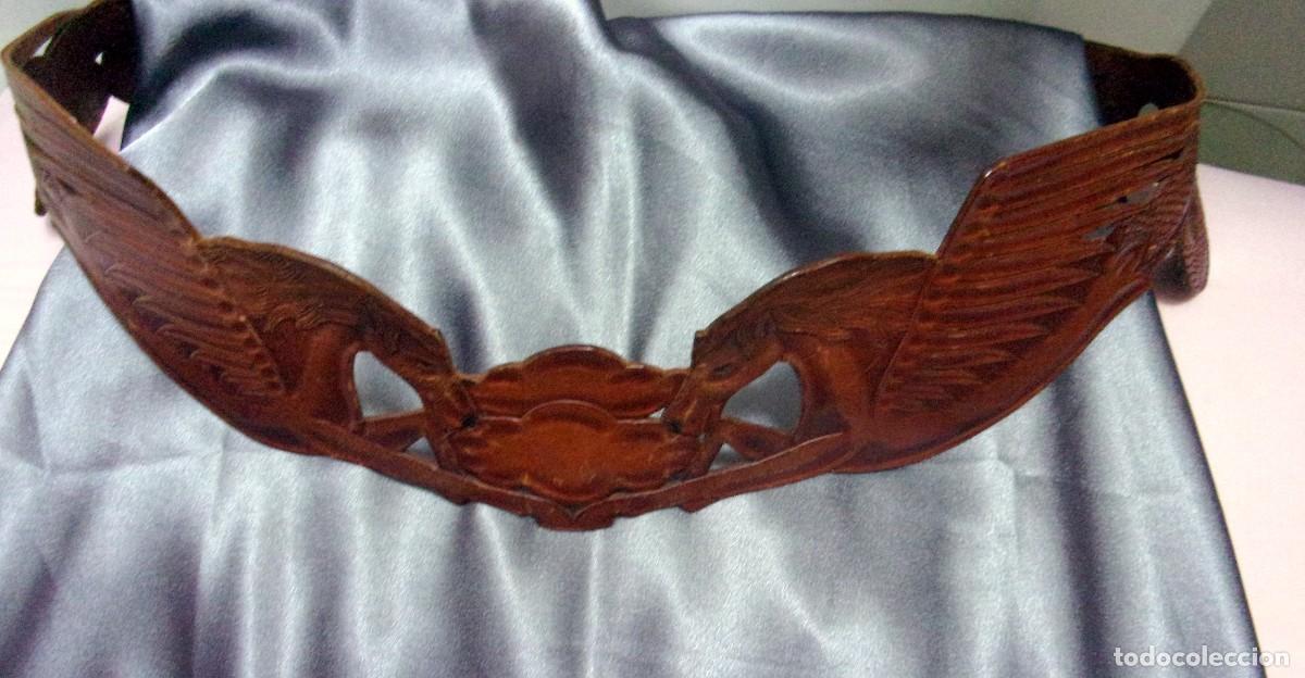 Vintage: CINTURON CUERO PEGASOS HECHO A MANO - Foto 8