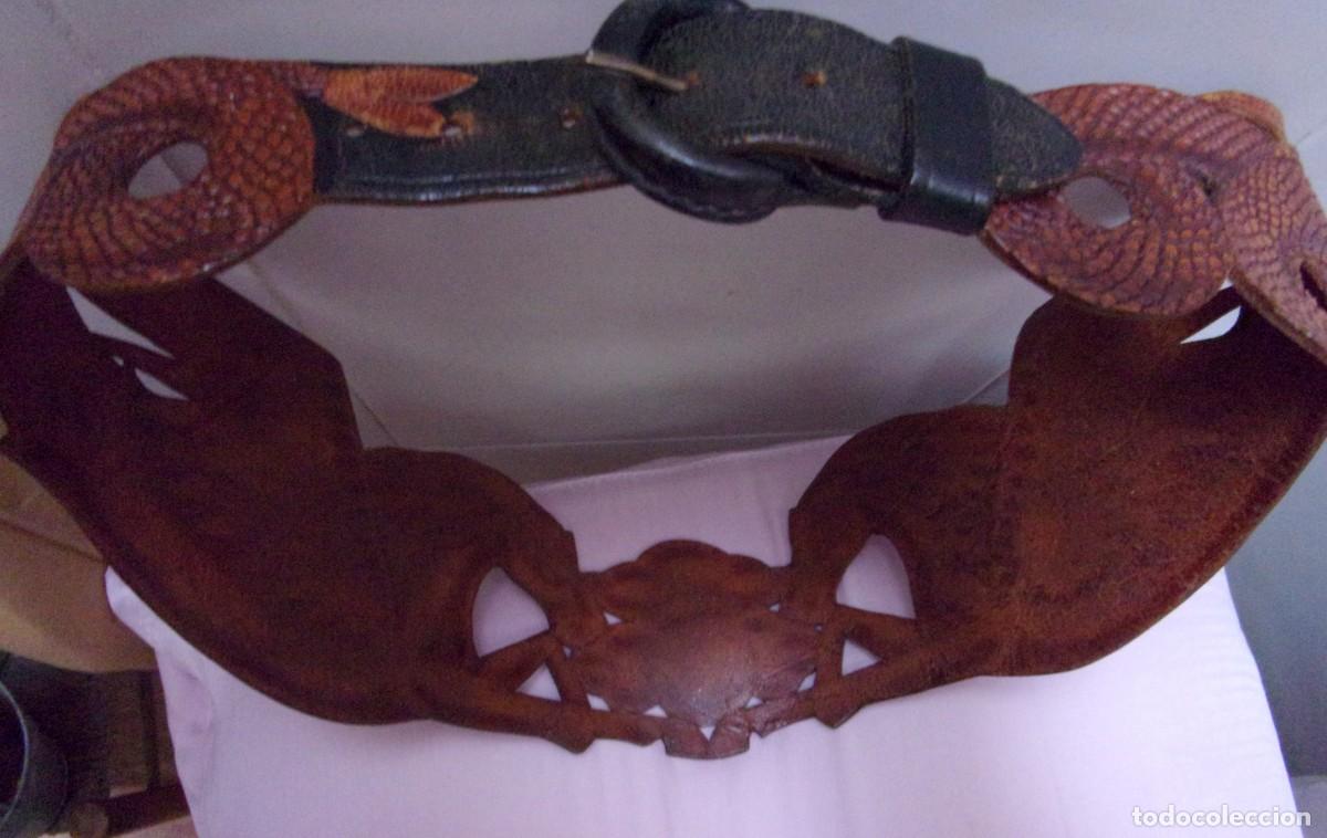 Vintage: CINTURON CUERO PEGASOS HECHO A MANO - Foto 9