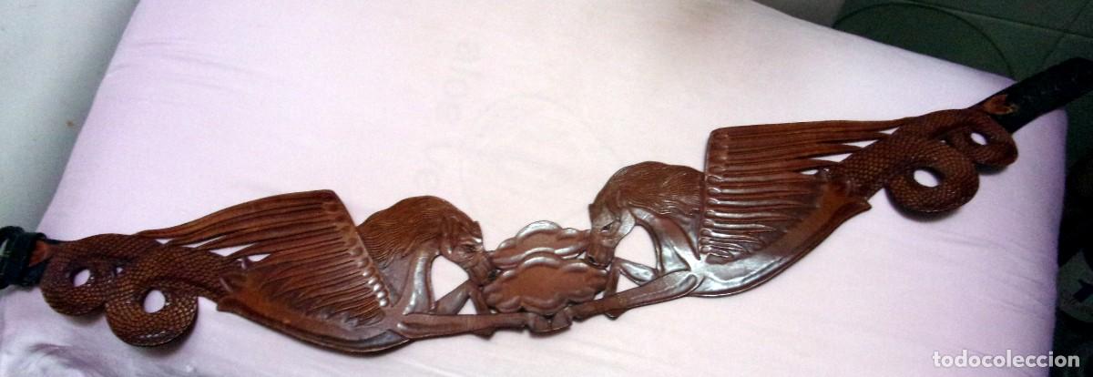 Vintage: CINTURON CUERO PEGASOS HECHO A MANO - Foto 11