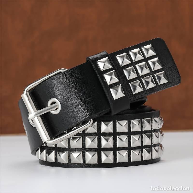 Vintage: Cintur&oacute;n tachuelas negro unisex - Foto 1