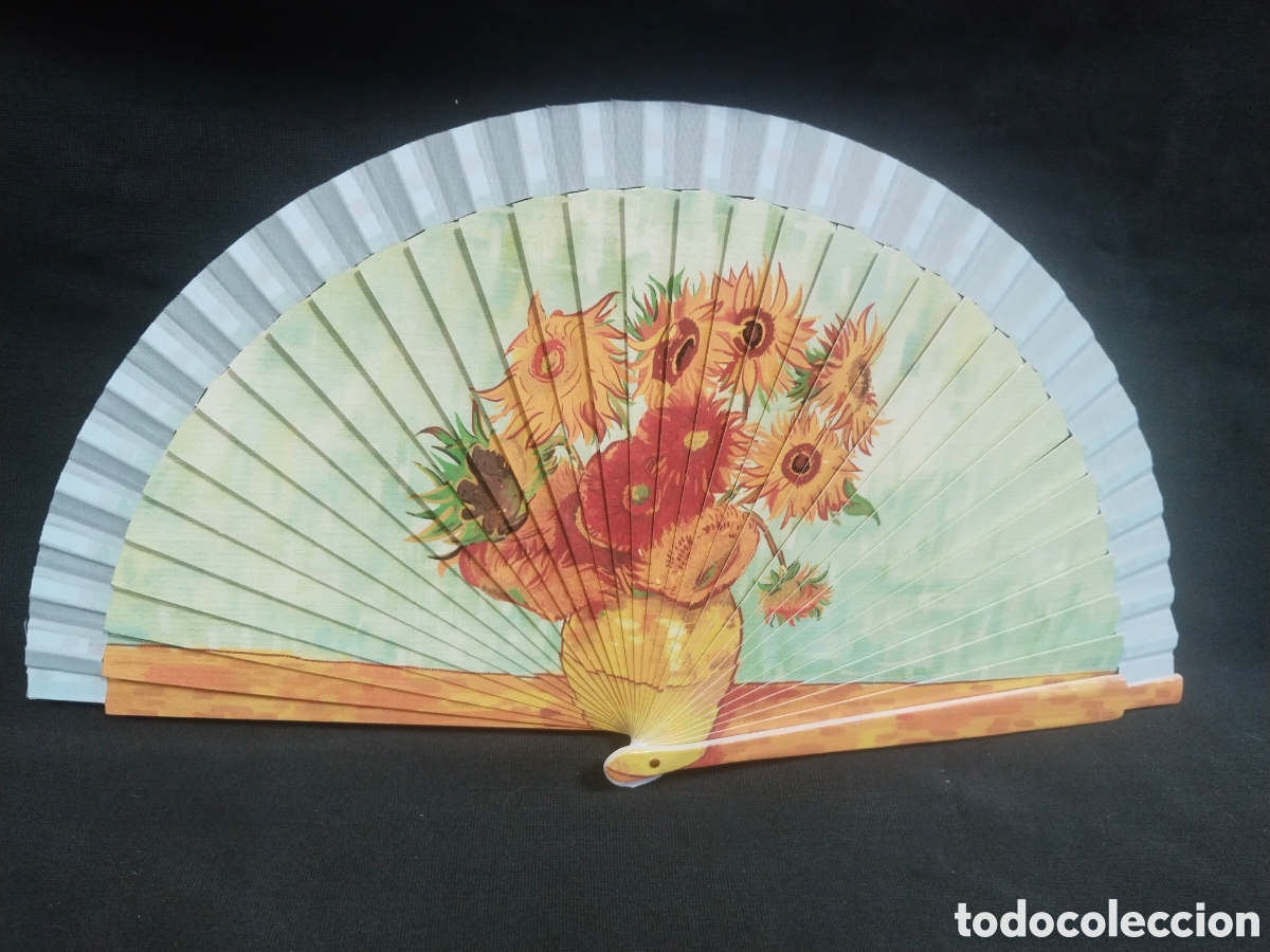 Vintage: Abanico de madera - Los Girasoles - Foto 1
