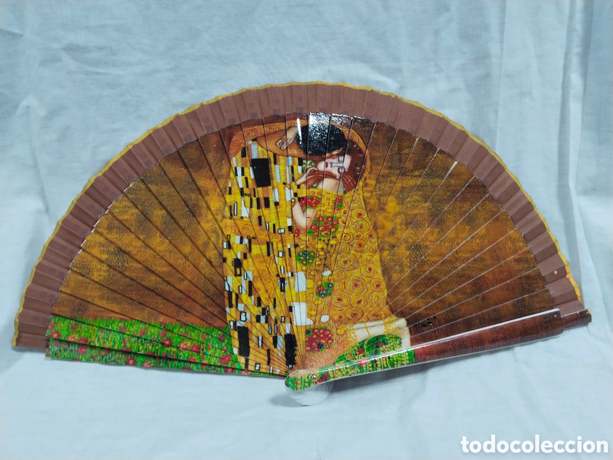 Vintage: Abanico de madera - El Beso de Klimt - Foto 1