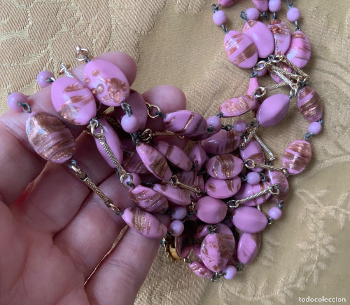 Vintage: COLLAR CRISTAL DE MURANO VINTAGE ROSA - Foto 11