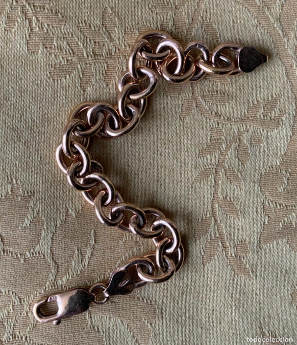 Vintage: PULSERA CADENA PLATA 925 CHAPADA EN ORO ROSA - Foto 1