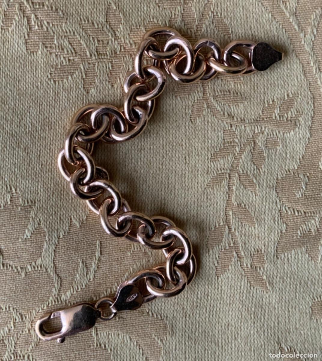 Vintage: PULSERA CADENA PLATA 925 CHAPADA EN ORO ROSA - Foto 3