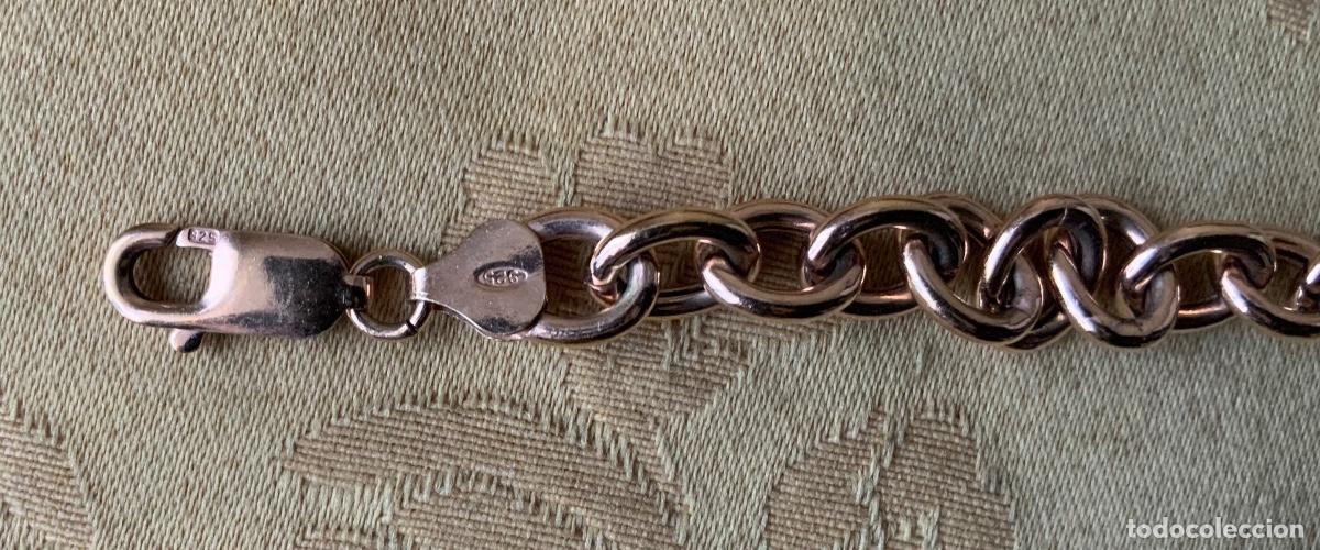 Vintage: PULSERA CADENA PLATA 925 CHAPADA EN ORO ROSA - Foto 5
