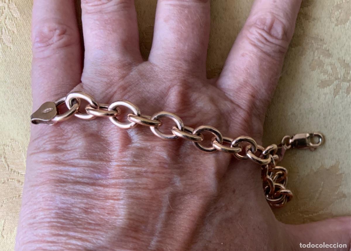 Vintage: PULSERA CADENA PLATA 925 CHAPADA EN ORO ROSA - Foto 6