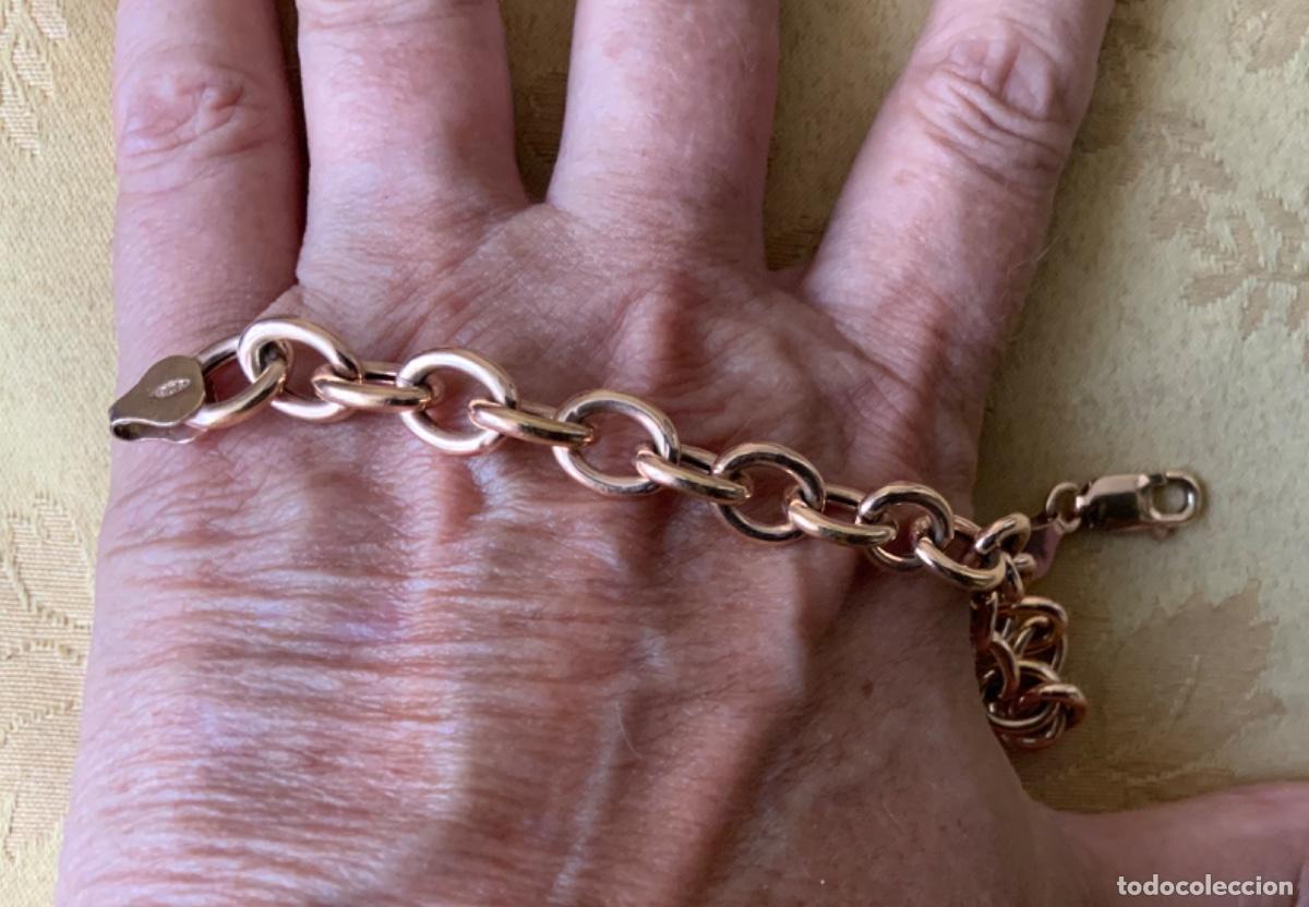 Vintage: PULSERA CADENA PLATA 925 CHAPADA EN ORO ROSA - Foto 8