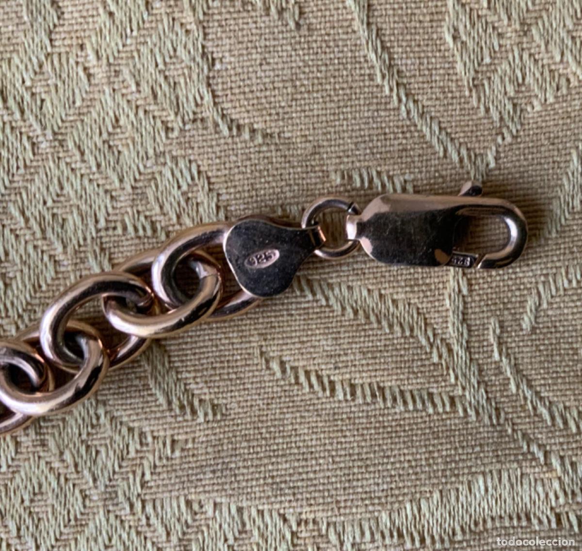 Vintage: PULSERA CADENA PLATA 925 CHAPADA EN ORO ROSA - Foto 10