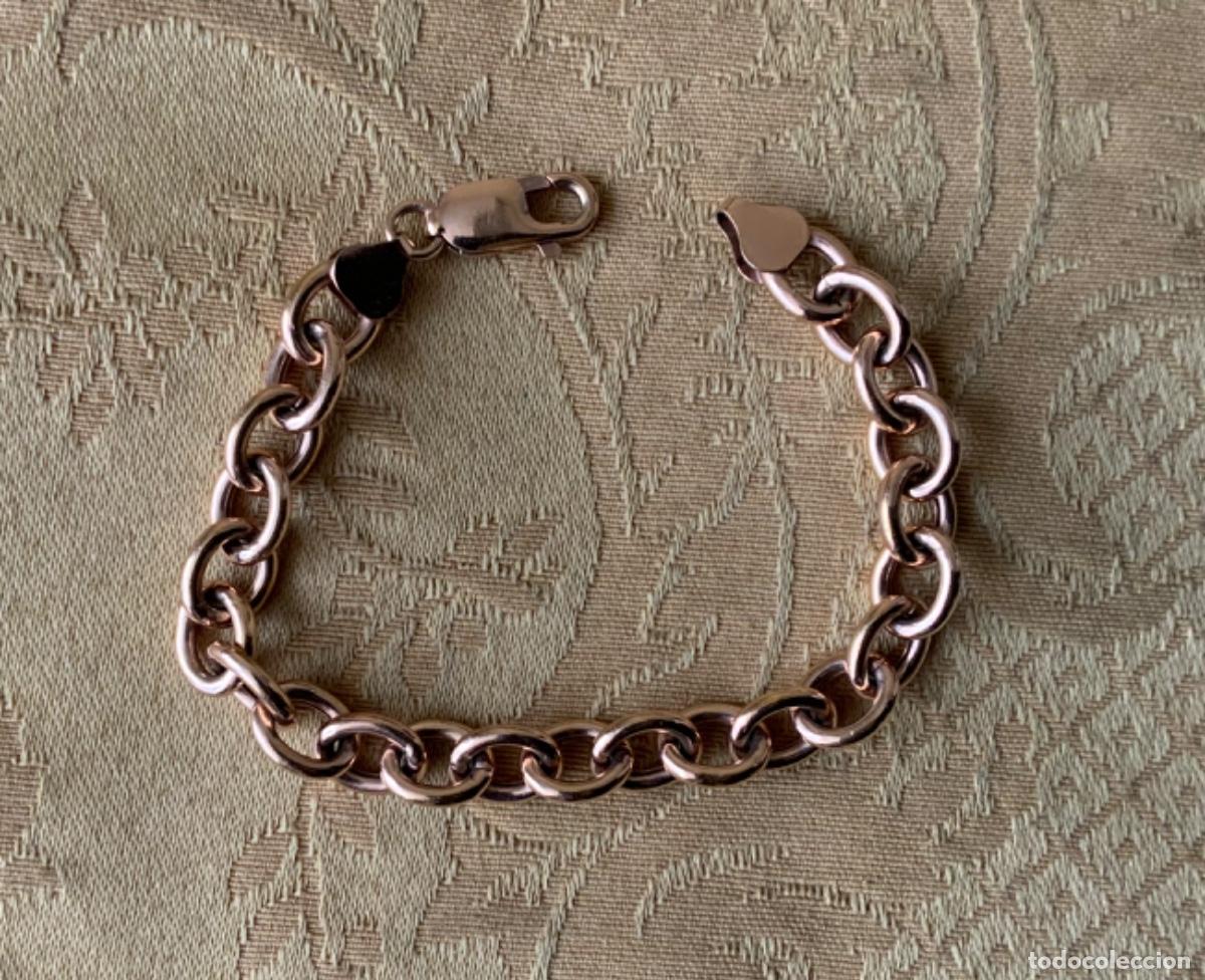 Vintage: PULSERA CADENA PLATA 925 CHAPADA EN ORO ROSA - Foto 12