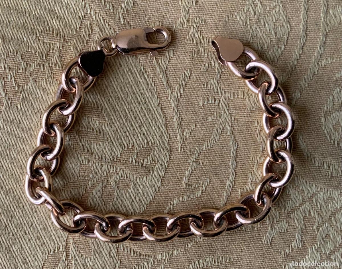 Vintage: PULSERA CADENA PLATA 925 CHAPADA EN ORO ROSA - Foto 13