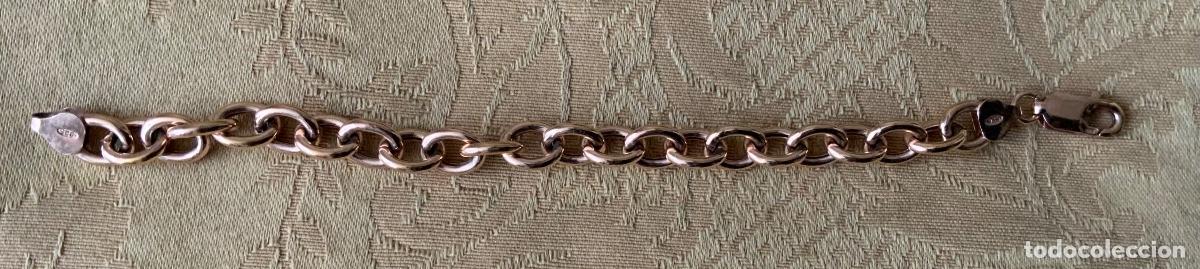 Vintage: PULSERA CADENA PLATA 925 CHAPADA EN ORO ROSA - Foto 14