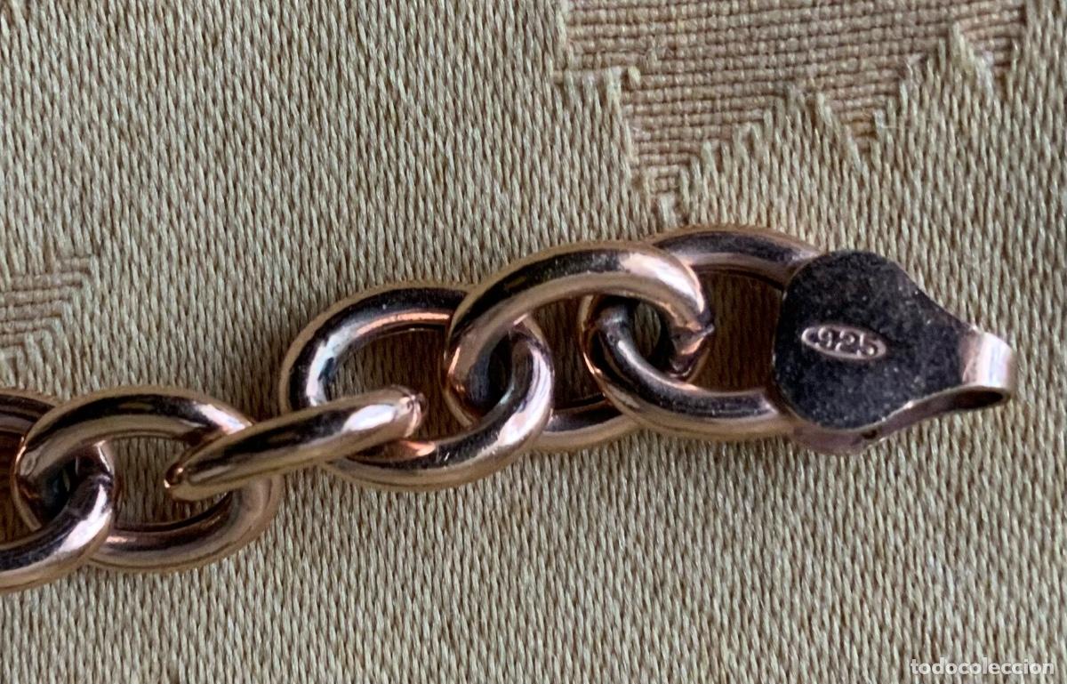 Vintage: PULSERA CADENA PLATA 925 CHAPADA EN ORO ROSA - Foto 15