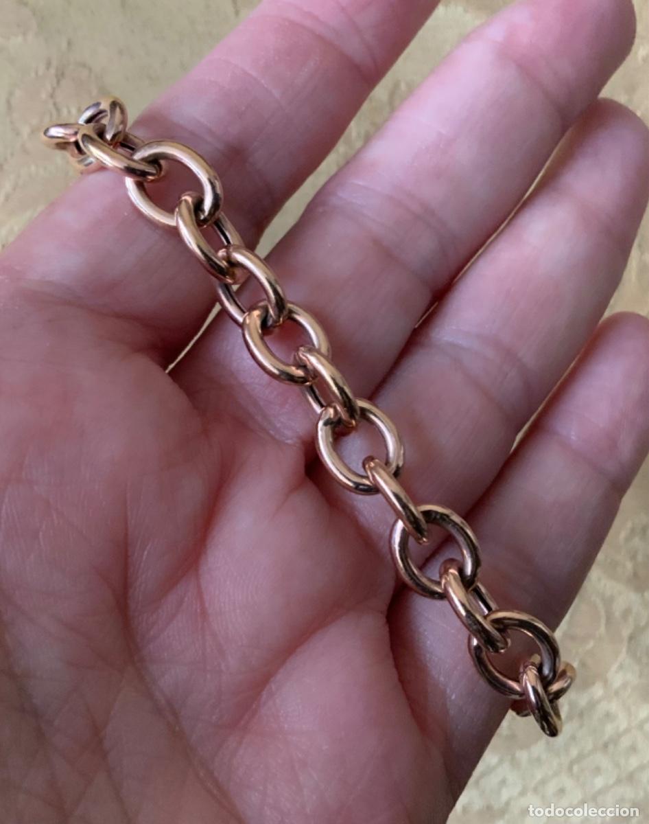 Vintage: PULSERA CADENA PLATA 925 CHAPADA EN ORO ROSA - Foto 16