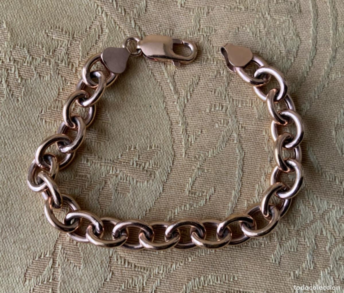 Vintage: PULSERA CADENA PLATA 925 CHAPADA EN ORO ROSA - Foto 18