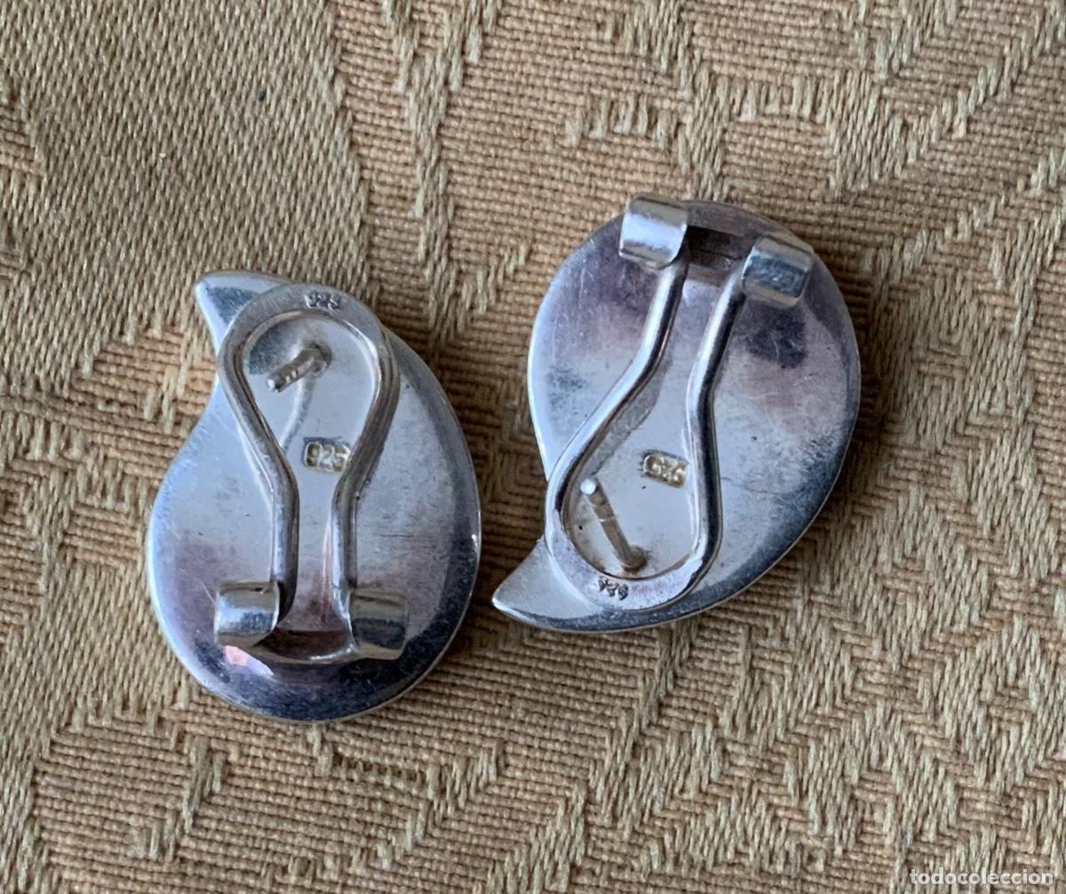 Vintage: PENDIENTES PLATA DE LEY Y NACAR - Foto 2