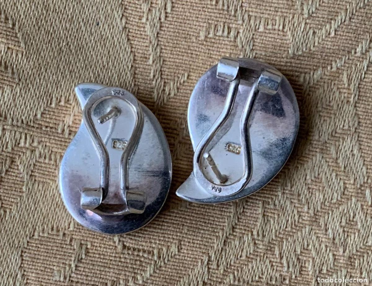 Vintage: PENDIENTES PLATA DE LEY Y NACAR - Foto 5