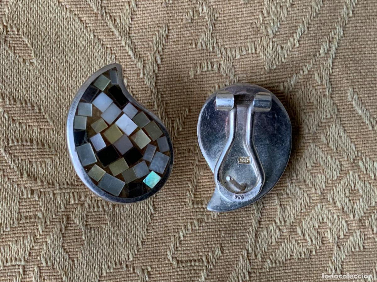 Vintage: PENDIENTES PLATA DE LEY Y NACAR - Foto 9