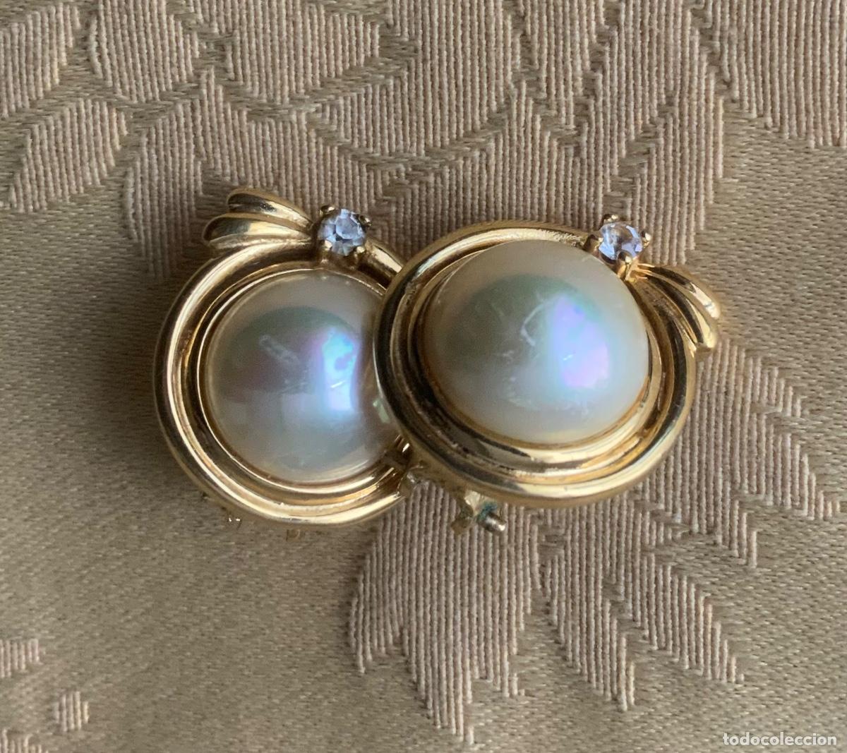 Vintage: PENDIENTES A&Ntilde;O 70 PERLA, CIERRE OMEGA, MARCA EDUAR 152 - Foto 3
