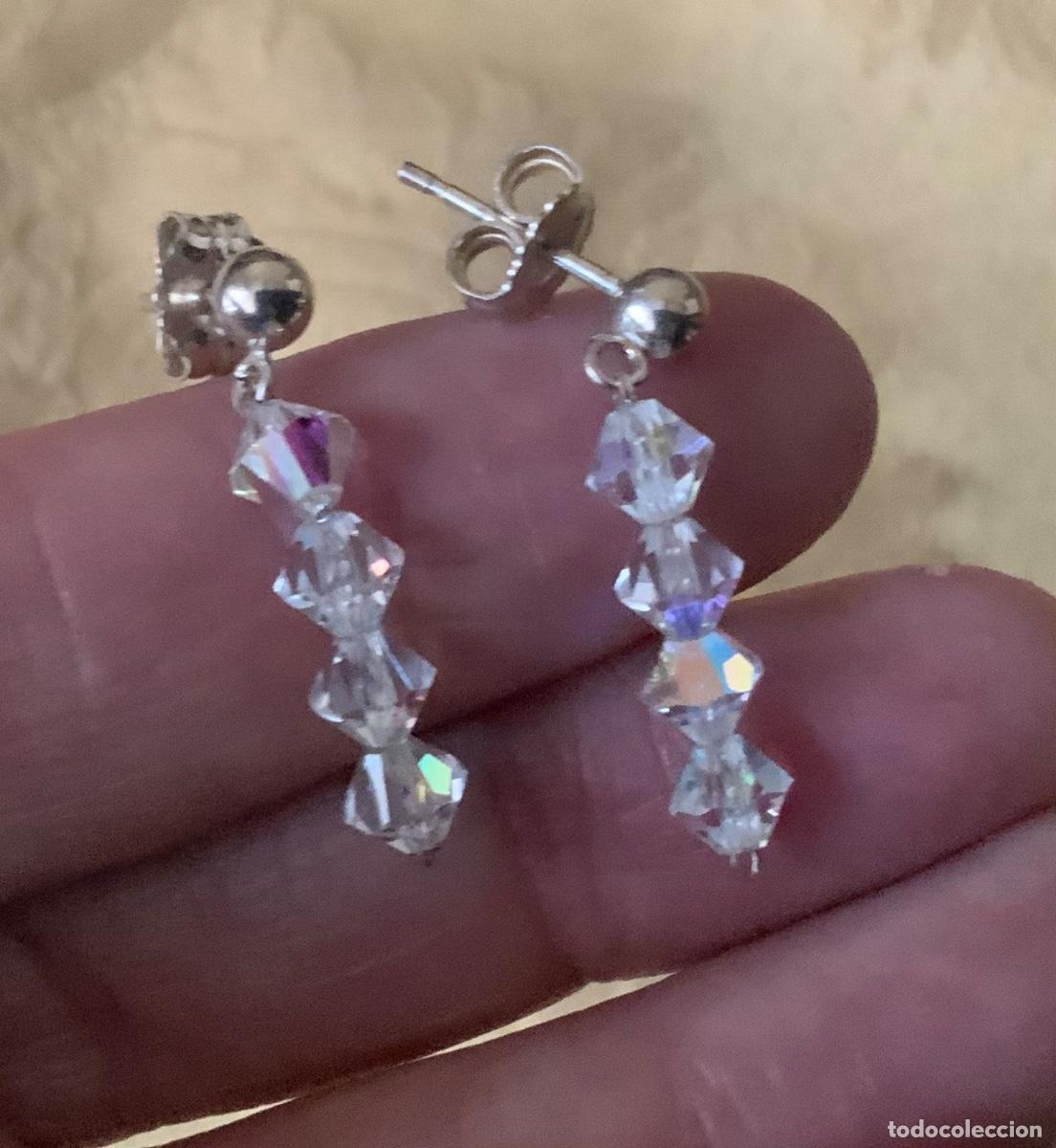 Vintage: PENDIENTES CRISTAL Y PLATA - Foto 1