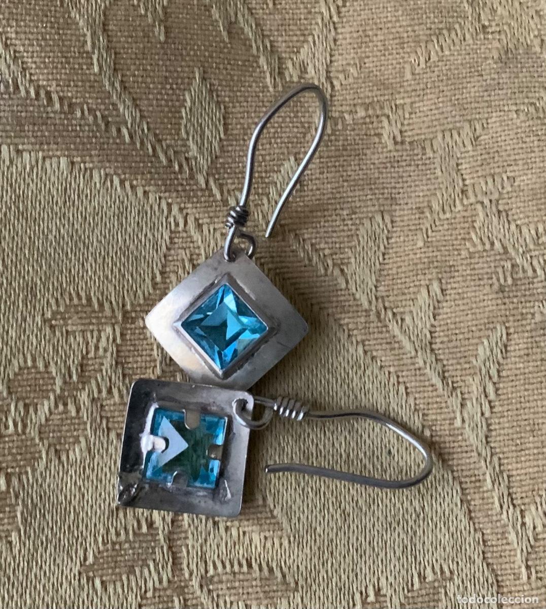 Vintage: PENDIENTES PLATA Y PIEDRA AZUL - Foto 2