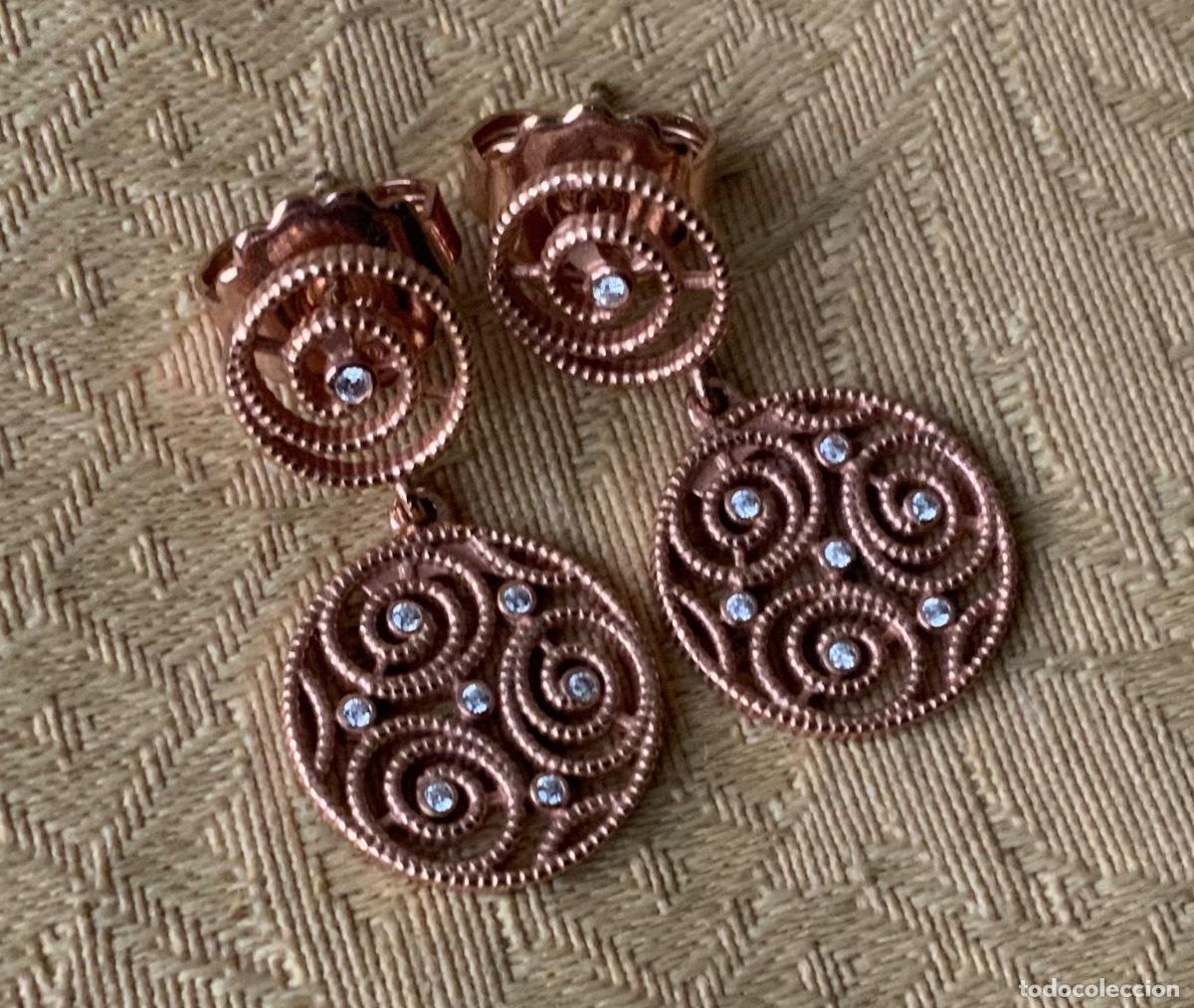 Vintage: PENDIENTES DE PLATA 925 CHAPADOS EN ORO ROSA - Foto 2