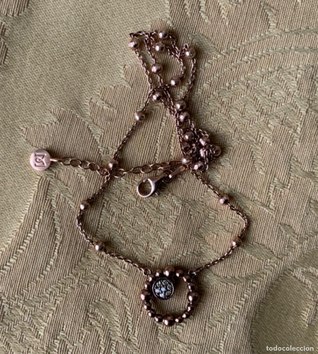 Vintage: CADENA CON COLGANTE PLATA LEY CHAPADO ORO ROSA - Foto 2