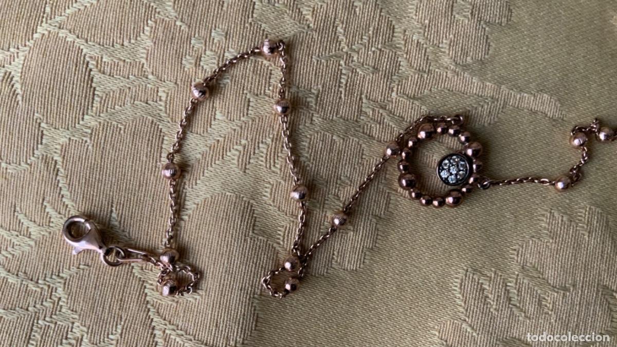 Vintage: CADENA CON COLGANTE PLATA LEY CHAPADO ORO ROSA - Foto 4