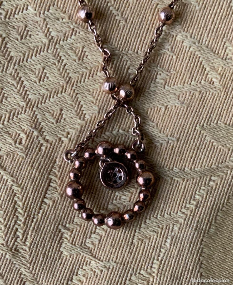 Vintage: CADENA CON COLGANTE PLATA LEY CHAPADO ORO ROSA - Foto 6