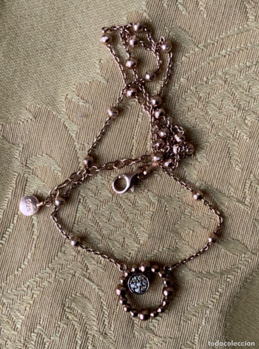 Vintage: CADENA CON COLGANTE PLATA LEY CHAPADO ORO ROSA - Foto 8