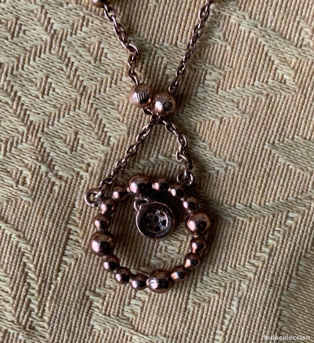 Vintage: CADENA CON COLGANTE PLATA LEY CHAPADO ORO ROSA - Foto 11